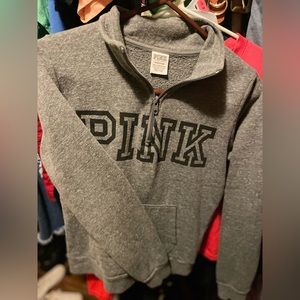 Great used condition PINK VS Grey quarter zip pullover size SM